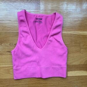 Garage V neck cropped shirt